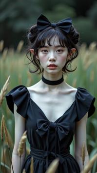 art by Zhang Jingna and Steven Meisel and Monia Merlo , photograph, surreal, POV shot of a Ridiculous Squealing lanky Dark ages Photographer Female Elf