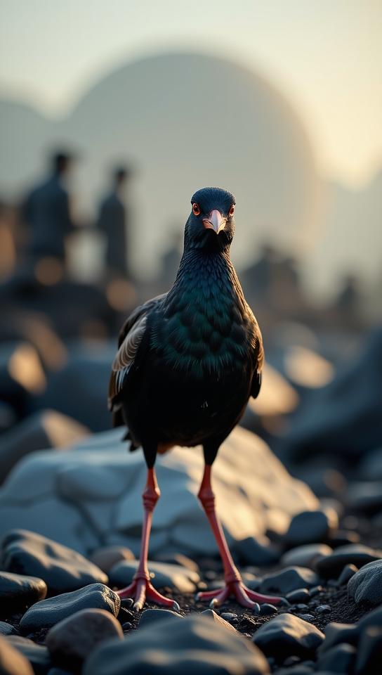 by Meryl McMaster and Benedick Bana and Gr goire Guillemin , photograph, masterpiece, eye level shot of a Common Moorhen
