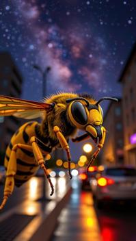 by Louis Comfort Tiffany and Isaiah Zagar and Aquirax Uno and Jean Delville , photograph, Spiritual, Fashion shot of a Dreadful Loathsome Yellow Jacket