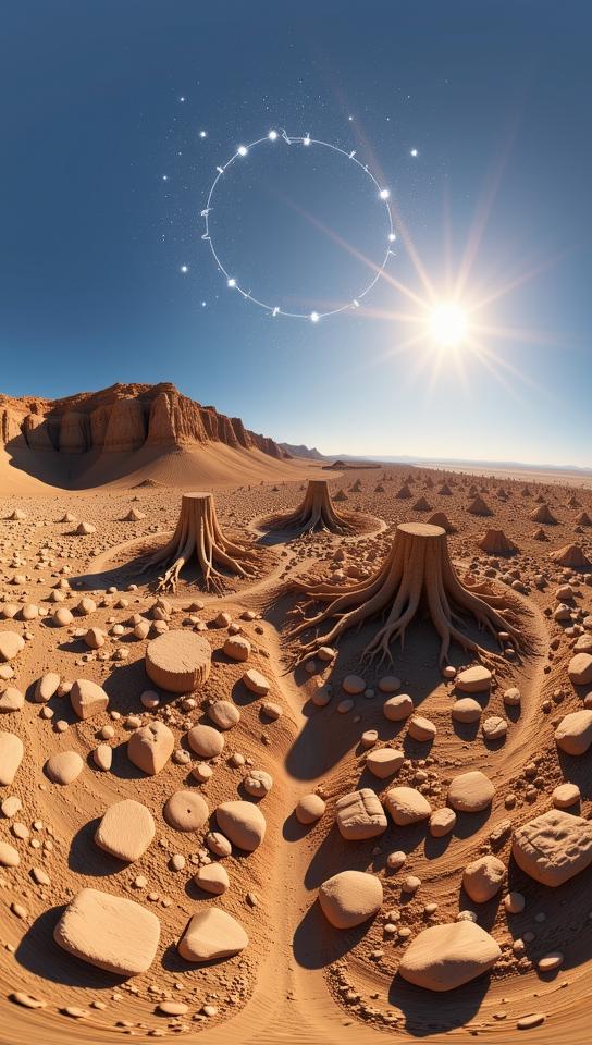 photograph, intricate details, Studio shot of a Sweltering Dusty Powerstone Minefield , Authentic roots in background