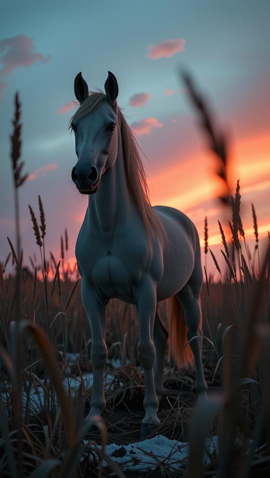 art by William Whitaker , photograph, surreal, High exposure of a Galarian Ponyta