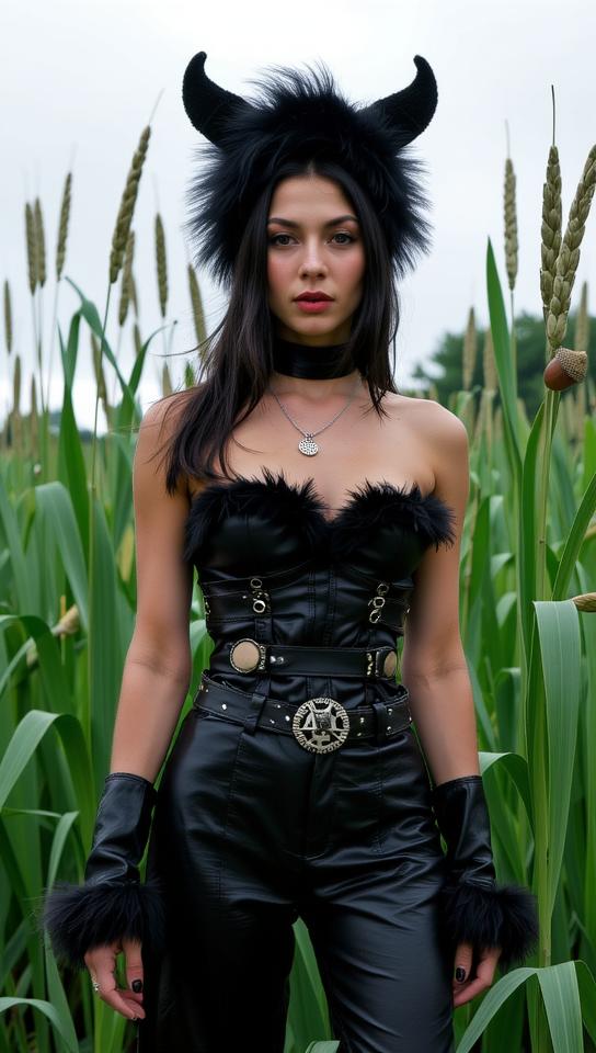 Very sexy woman in sexy outfit, photograph, insane details, Studio shot of a Timeless Fur Trimmed What s love got to do