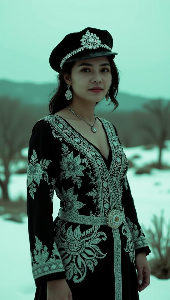 Very sexy woman in sexy outfit, photograph, intricate background, shoulder level shot of a Touching Gloomy Tanzanian Vanity