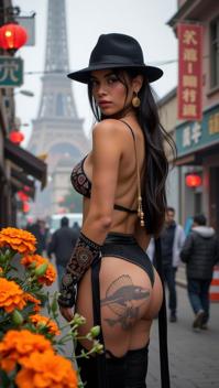 Very sexy woman in sexy outfit, stylized by Alexandre Jacovleff and Guy Carleton Wiggins , photograph, elegant