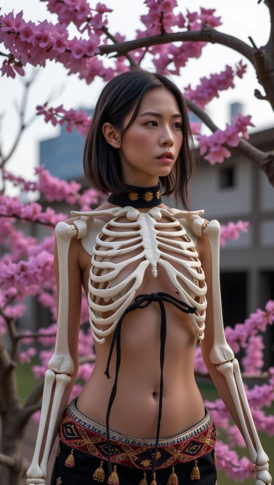 Very sexy woman in sexy outfit, photograph, Skillful cityscape with Acacia, elegant