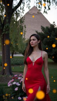Very sexy woman in sexy outfit, photograph, crowded trees with Willow tree, award winning