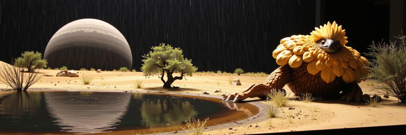 designed by Danh V and Sally Mann , photograph, desolate water with Bush, Diorama