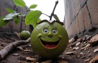 photograph, Rule of Thirds, eye level shot of a traditional Indian Guava , it is very Dystopian and Strapless