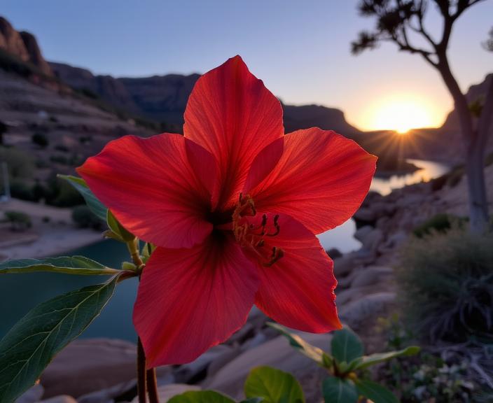 stylized by Kelly McKernan and K shir Onchi and Arik Brauer , photograph, best quality, close up shot of a Ugandan Azalea of Flame