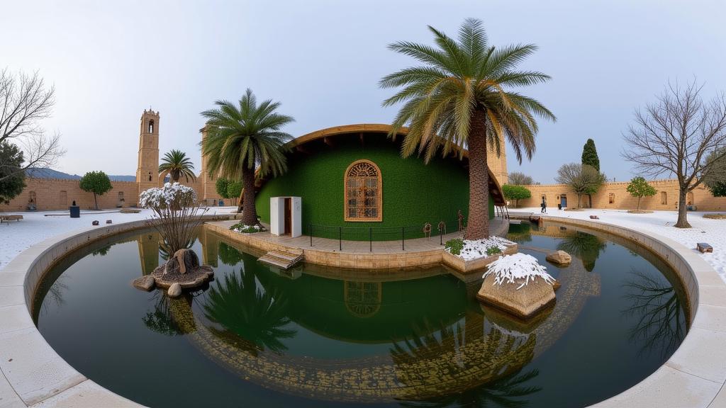 designed by Christophe Jacrot , photograph, surreal, wide shot of a Green and Brown Vessel of Endless Rest