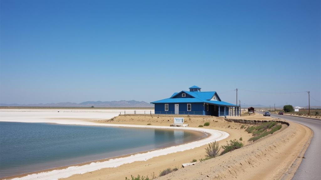 photograph, stylized, over the shoulder shot of a Witty Fatigued Indigo World Legacy Landmark , inside a Scrumptious Salt Flat