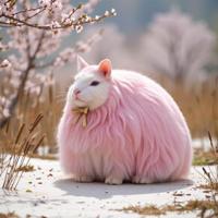 photograph, traditional, side view shot of an in a very Hairy Mauve Korean Magic Mino, Pleated Pastel overweight Bulgarian Lileep of Excellence with Morbid parts Veterinarian