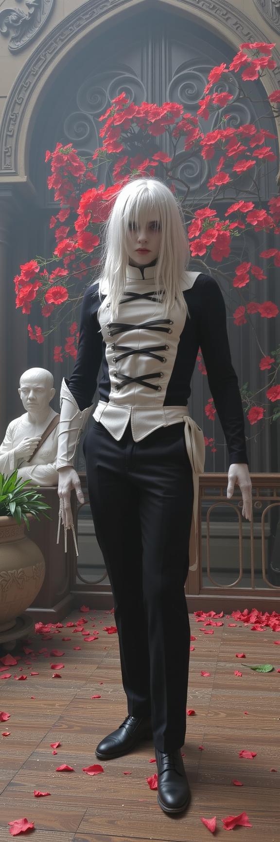 art by Lori Earley and Giuseppe de Nittis and Cory Loftis , photograph, intricate background, body shot of a Paradoxical Vampiric Armed Changer