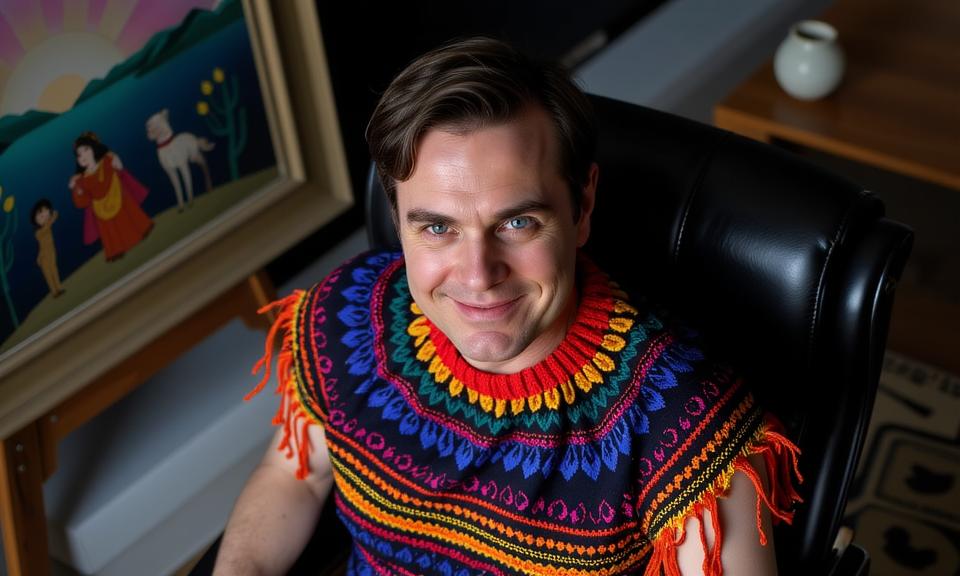 photograph, s Art, Violet theme , birds eye view shot of an in a very Noxious dark rainbow Tribal Jelly Fringe top