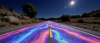 by Louis Comfort Tiffany and Hans Haacke and John Stuart Ingle , photograph, Light and Bright, POV shot of a Insecure Petrified Emo Highway