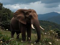 stylized by John Lavery and Karl Zerbe and J J Grandville and Kelly Vivanco , photograph, delicate, professionally shot of a highborn Efficacious Elephant