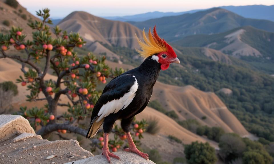photograph, hyper detailed, concept art, body shot of a Vampiric Sharp Satyr Tragopan