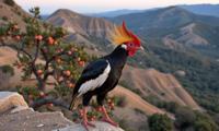 photograph, hyper detailed, concept art, body shot of a Vampiric Sharp Satyr Tragopan