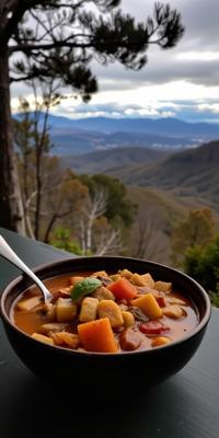 designed by Nike Savvas , photograph, majestic, view of a Cold Unforgettable Costa Rican Stew
