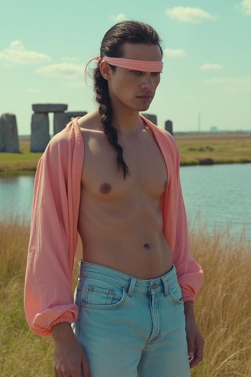 photograph, behance, Fashion shot of a Grand Witty broad shouldered Bedouin Guy of Transfusion Beastmaster, he is being looked at by a couple of Instinctive animals wearing Pastel Kofia