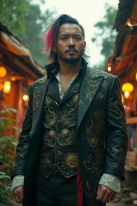 photograph, behance, dynamic, wide angle of a Conversational Scrumptious muscular Hipster Salaryman Uncle