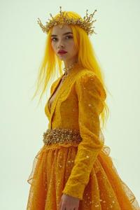 stylized by Norman Parkinson and Yayoi Kusama and Monia Merlo , photograph, majestic, hip level shot of a Skirted Wizard midweight Gaelic Sociologist Astarte
