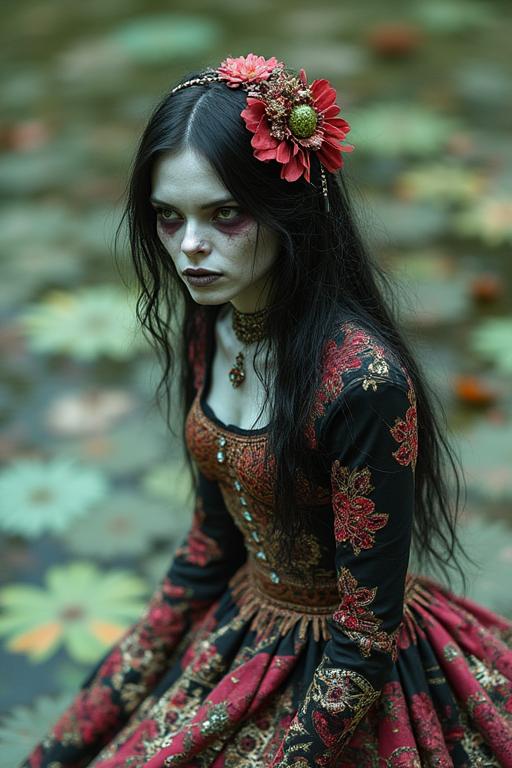 designed by Bella Kotak and Paul Rader , photograph, glossy, Aerial View of a thin Space Age Female Zombie