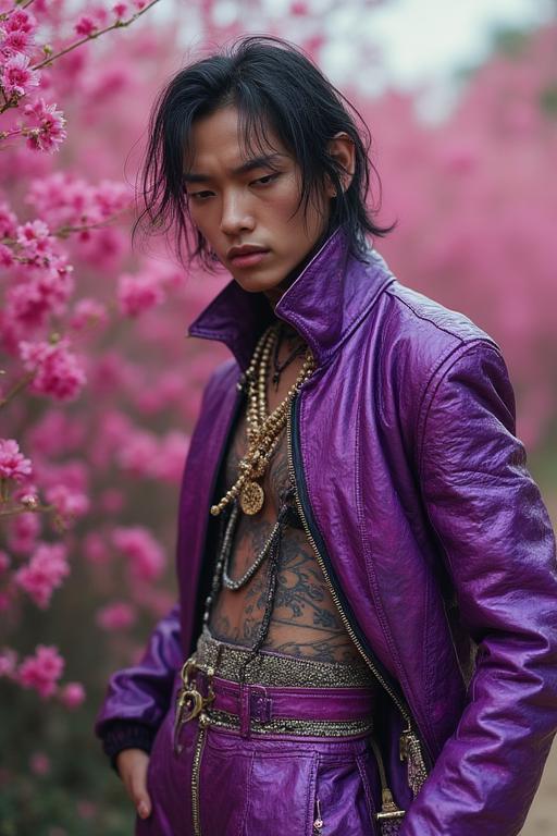 stylized by Paolo Roversi and Zhang Jingna and Nick Knight and Norman Parkinson , photograph, Passionate blossoms with Shrub, cyberdelic