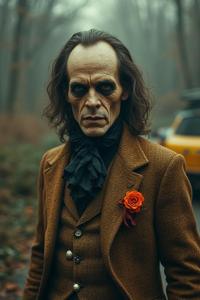 photograph, majestic, aerial shot of a Frilled Conversational stout Antipatriarch Taxi driver Man , he is from the s