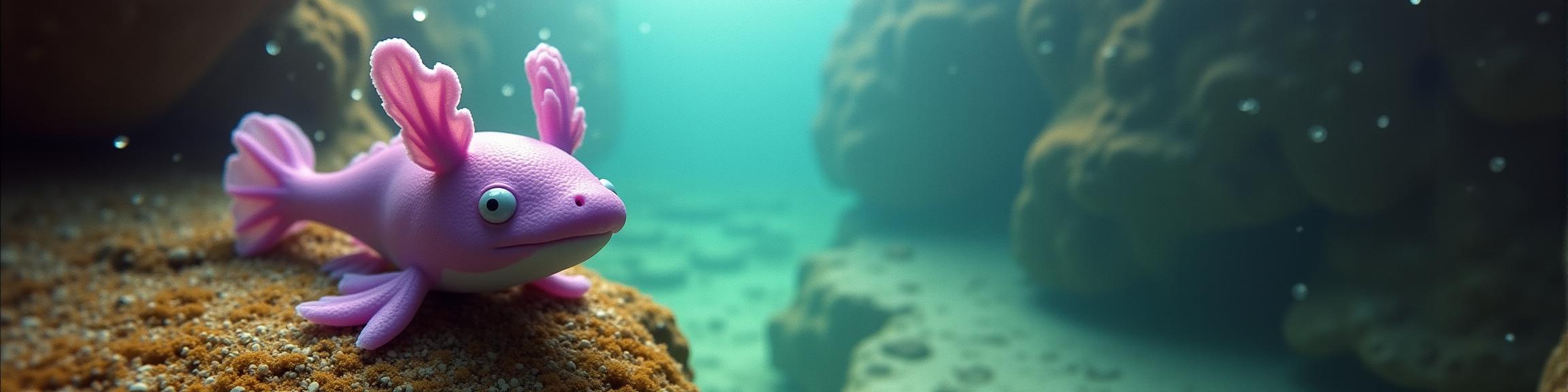 photograph, stylized, high angle shot of a Distinguished Unappealing Purple hybrid Oddish , displayed in a rainbow pattern at Unconventional Underwater Canyon
