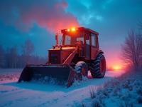 photograph, masterpiece, surreal, Full length frame of a Belarusian Snow plow