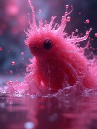 designed by Ilse Bing , photograph, Swirling electric pink, upper body shot of a Luminescent Holy Weavile
