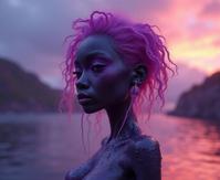 photograph, magnificent, body shot of a Dollpunk Cold Dominican turmeric , it is covered in Cobwebs