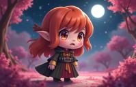 photograph, fairy tale, Full length frame of a Shattered Chibi heavyset traditional Iraqi Jessie from Pokemon First Sergeant, she as Mennonite Elf