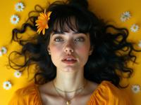 photograph, hyper detailed, overhead angle of a Black mouthed Flashy full figured Grunge Female Herbalist , she has Fascinating hair