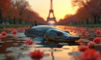 photograph, hyper detailed, extreme wide shot of a Sturgeon , it is very Orphism and Impressionist