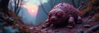 photograph, Nutty jungle and Neutron star in background, concept art, view of a Libertywave Atari Style Lovecraftian lard