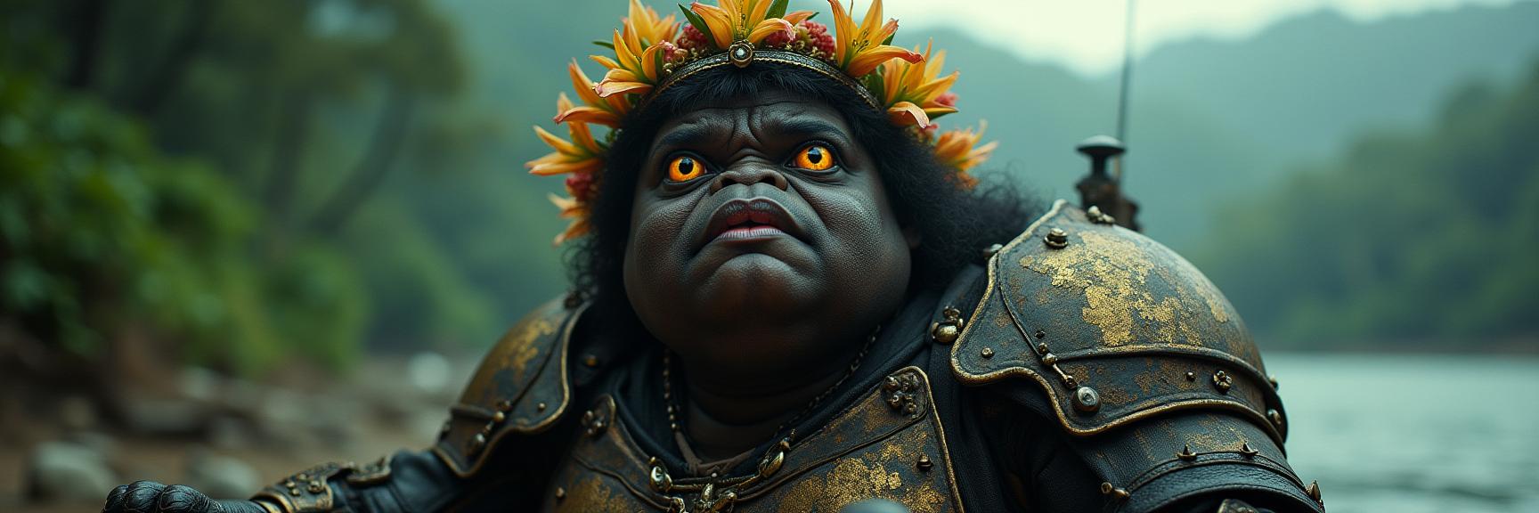 photograph, cute, surreal, medium shot of a fat Gothic Activist Boonma