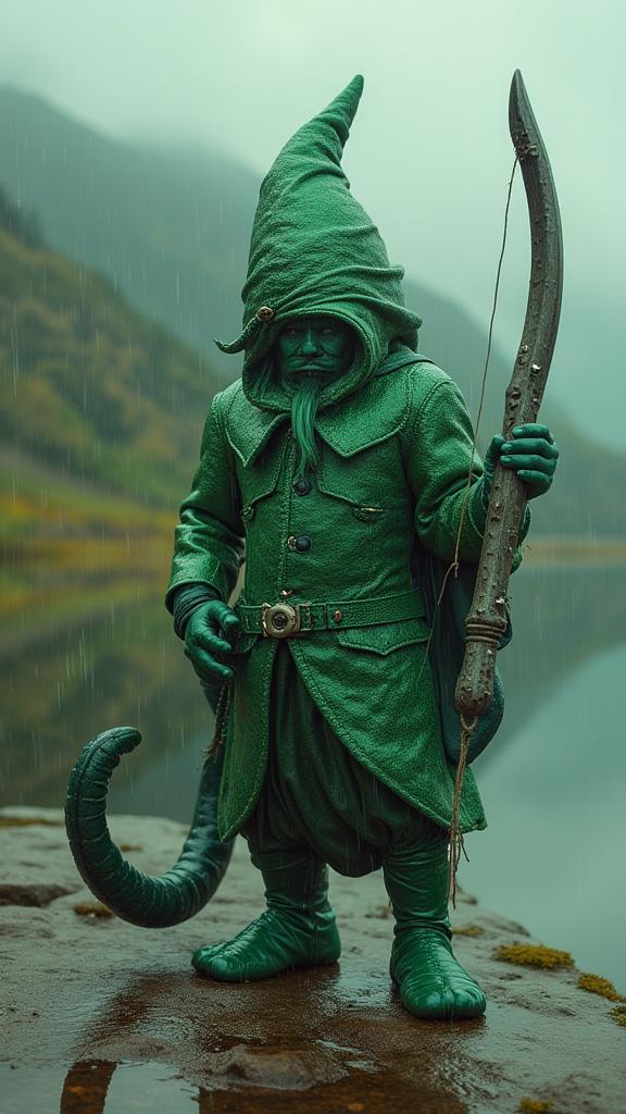 by Polixeni Papapetrou , photograph, intense, Sharp focus of a Emerald Green and Silver Hip Hop Billhook of Dwarves