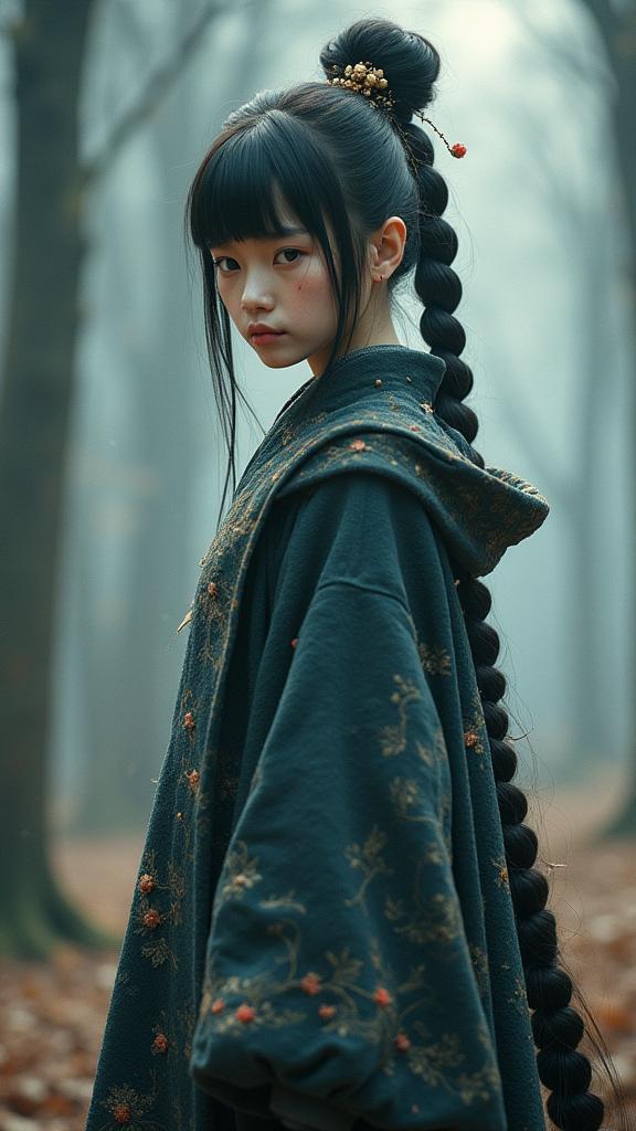 designed by Nell Dorr and John Batho and Norman Parkinson , photograph, intricate background, medium close up shot of a Meandering Nerdy slim Yuan Dynasty Female Frost giant