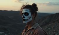 photograph, masterpiece, over the shoulder shot of a Lesser Historical broad shouldered Empire Male Mime , his hair is Charismatic and styled as Messy bun