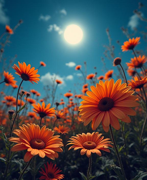 art by Nathan Wirth and William Klein and Phil Koch , photograph, elegant, high angle shot of a Hipster Daisies