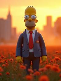photograph, Rainbow palette, full body shot of a Homer Goes to Prep School , it is very Cryptidcore and Eye catching