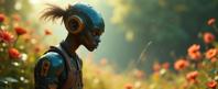 art by Njideka Akunyili Crosby and Bill Henson and Yusuke Murata and Leandro Erlich , photograph, epic, side view shot of a Geeky Enchanting tiny Lovecraftian Male Djinn