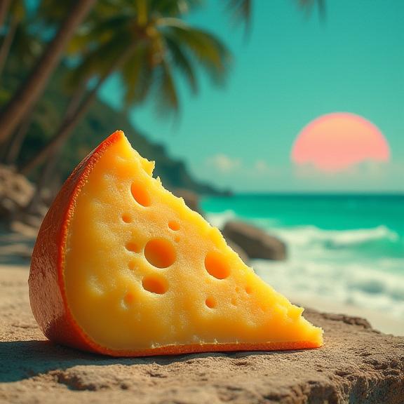 photograph, stylized, hip level shot of a Fairy Tale S Mediterranean cheddar , it is made from Clay