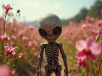 photograph, Grim, selfie shot angle of a Petrified Chibi Reign of Ivan the Terrible , water and Orchid background