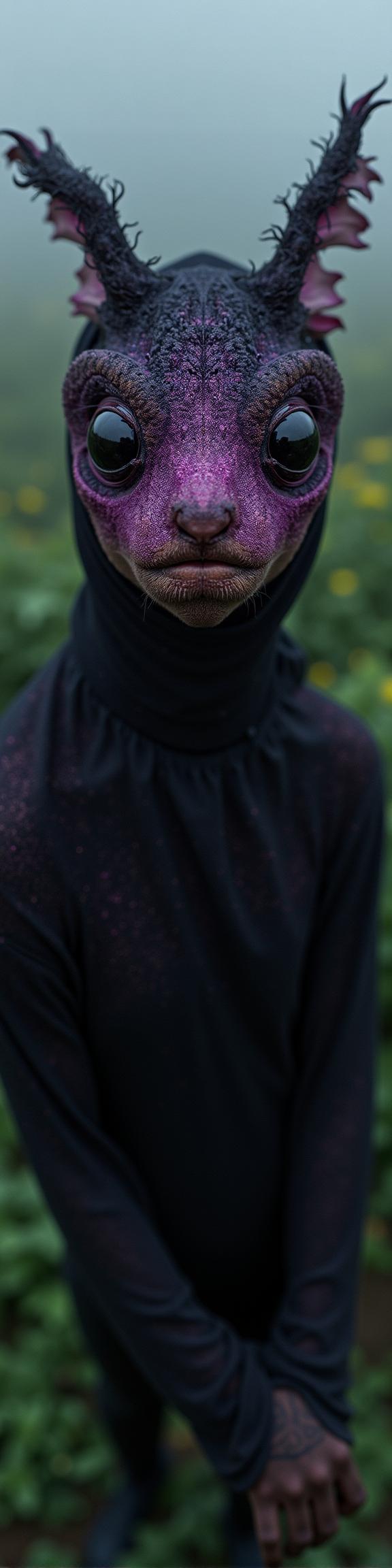 stylized by Natalia Drepina , photograph, fairy tale, selfie shot angle of S Glistening Madagascar Sunset Moth