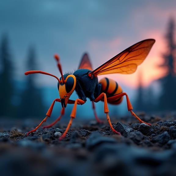 photograph, stylized, upper body shot of a Atmospheric Matte Hornet , masterpiece