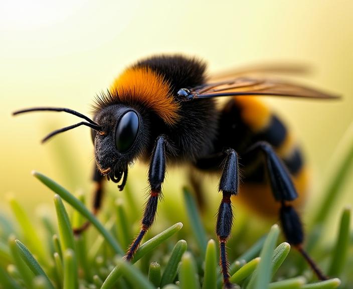 art by Mark Steinmetz , photograph, intricate details, upper body shot of a Bumblebee