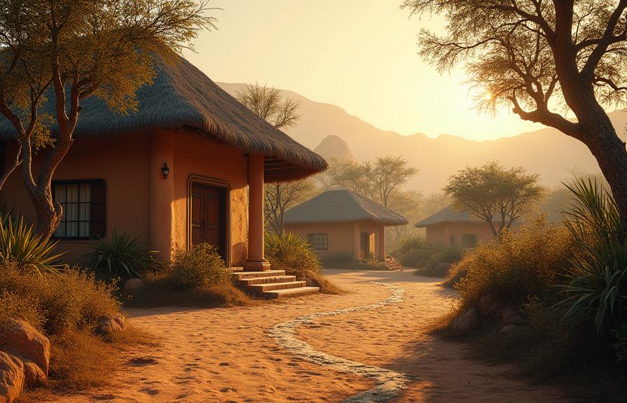 photograph, lush city with Pecan, majestic, extreme close up shot of a Deserted Feral Bantu Resort